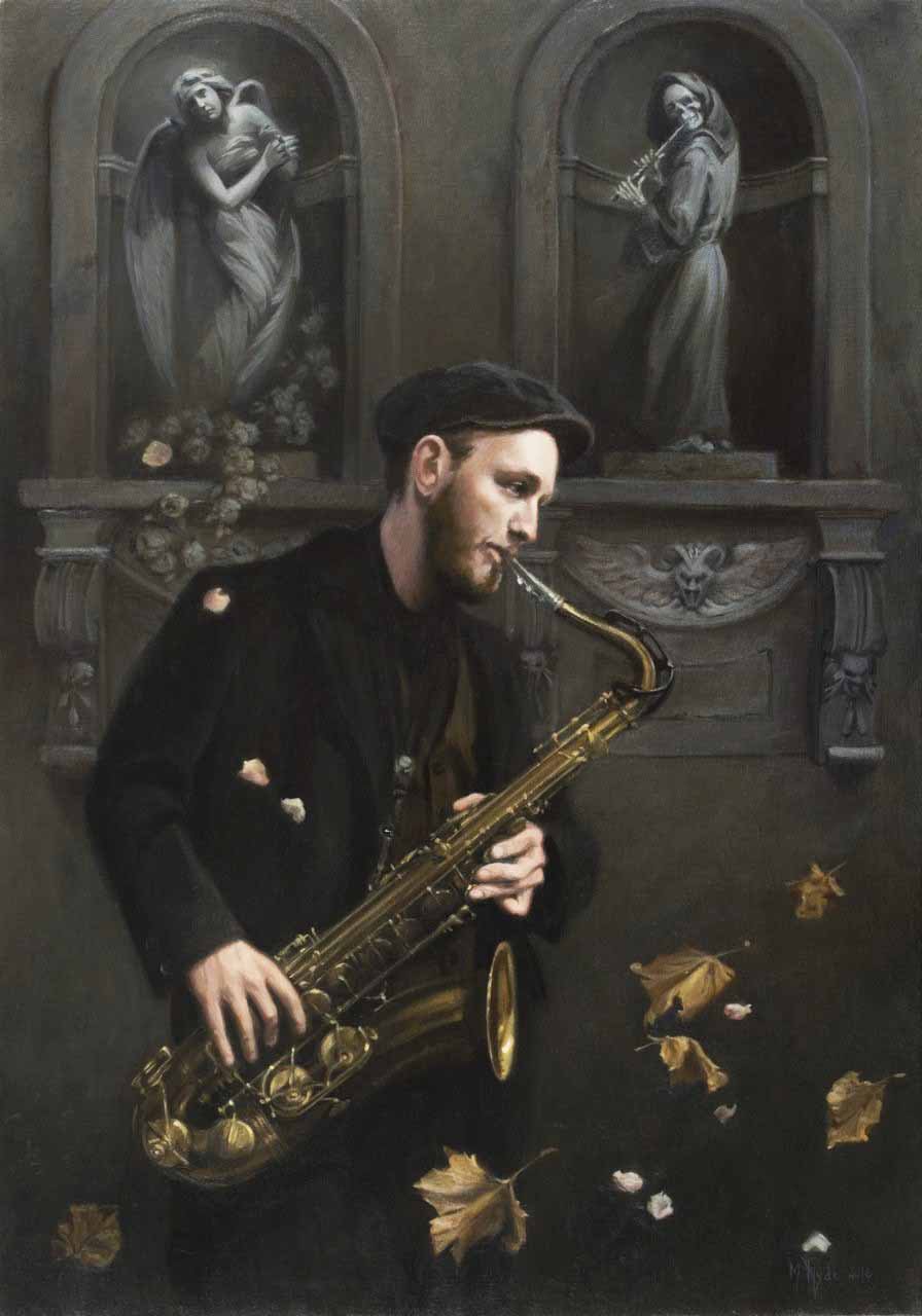 The Saxophone Player - Maureen Hyde, Oil, approx. 39 x 28 inches.jpg