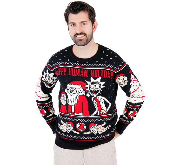 Rick and Morty Happy Human Holiday Ugly Christmas Sweater.png