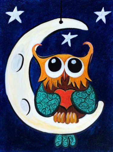 Painting Workshop: Owl on Moon