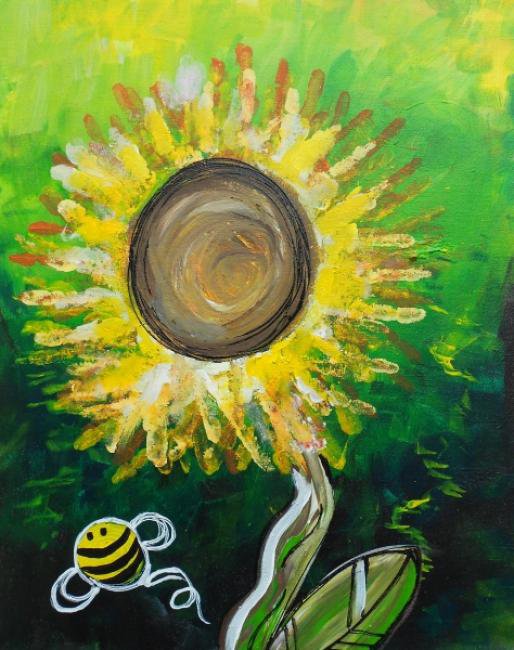 Paint with your toddler! Sunflower Fingerprint Class