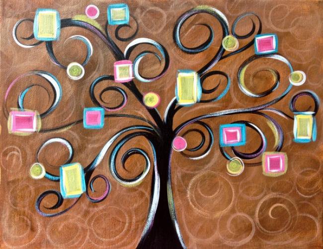 Painting Workshop: Anti-Valentines Night Out: Funky Swirly Tree
