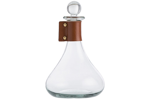 Glass and Leather Wide Decanter.png